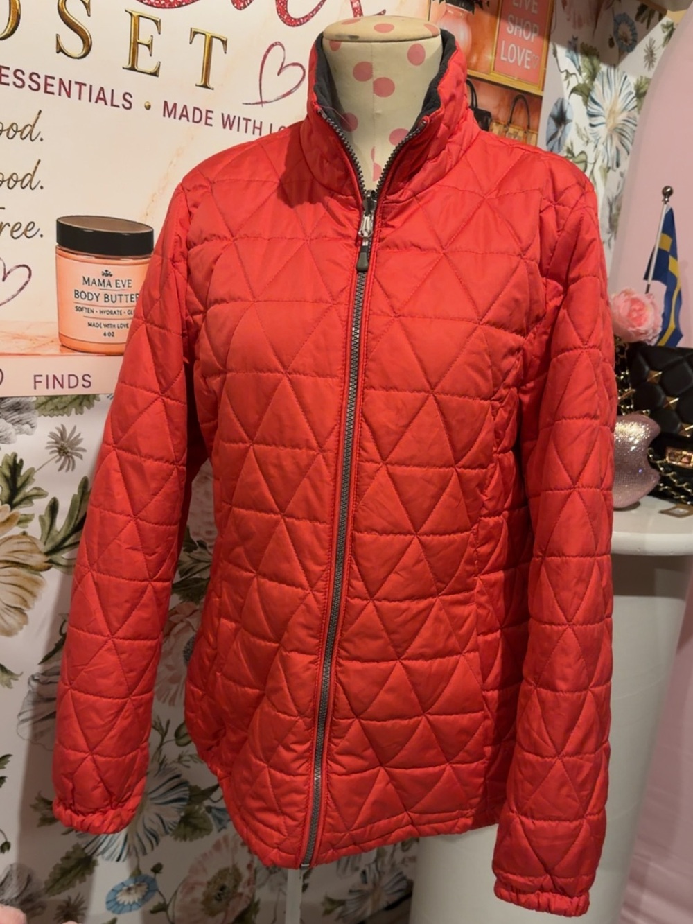 ZeroXposur Quilted Red Puffer Jacket with Stand Collar